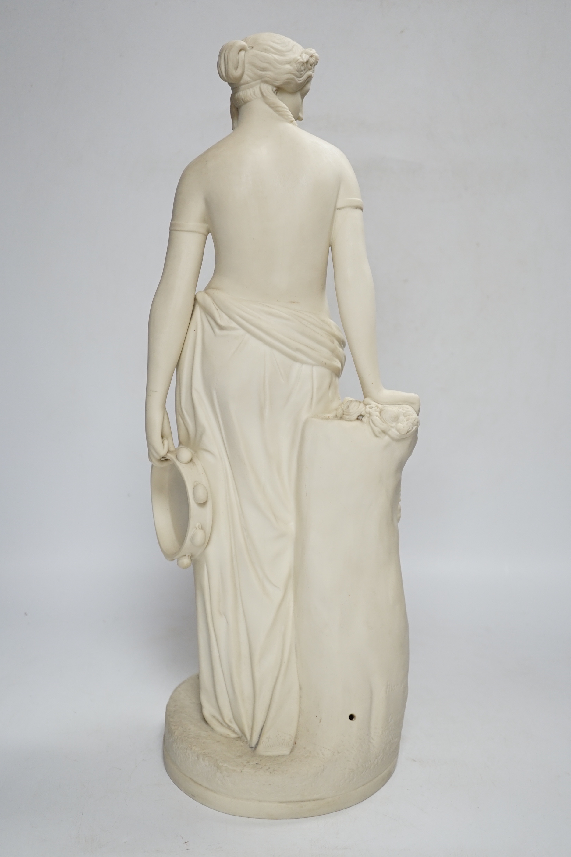 After William Calder Marshall (1813 - 1894), a mid 19th Century Copeland Parian Ware statue of Flora, 45cm